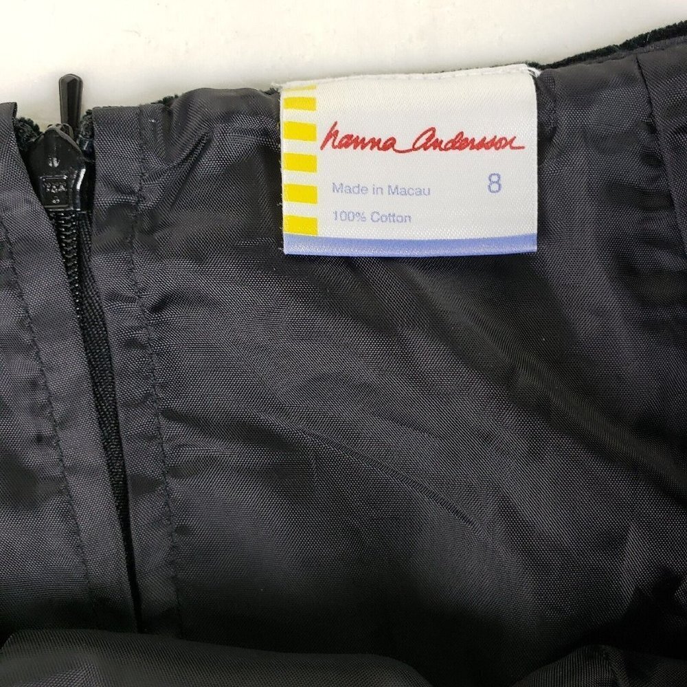 Hanna Andersson Velvet Floral Skirt Black Womens 8 Embroidered Pencil Lined - Picture 6 of 8